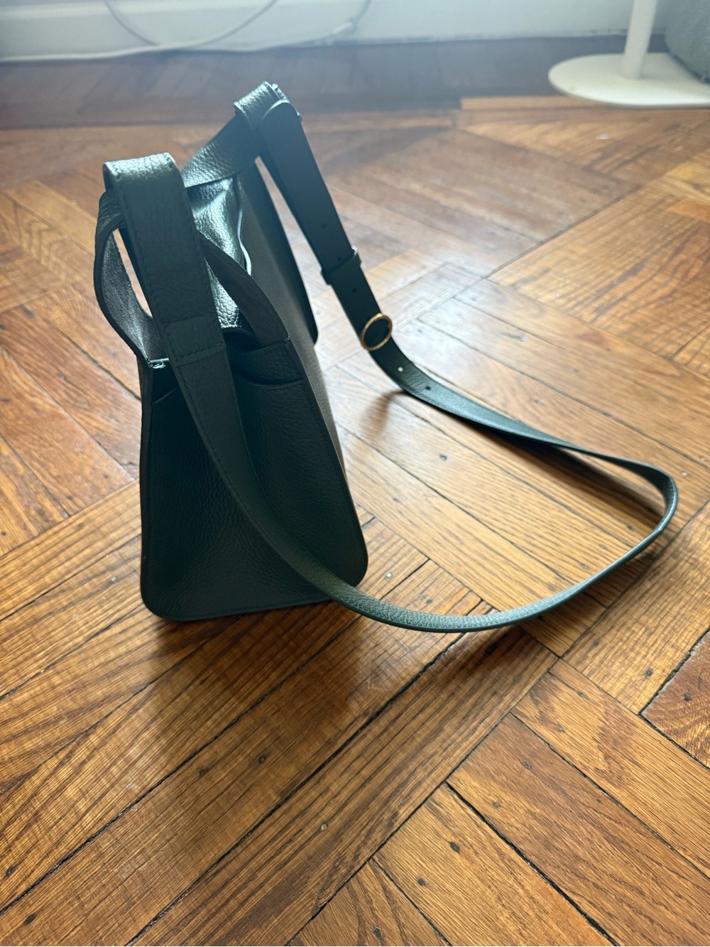 Cuyana RARE Bottle Green Double Loop Pebbled Leather Bag, Excellent Condition - Picture 6 of 16